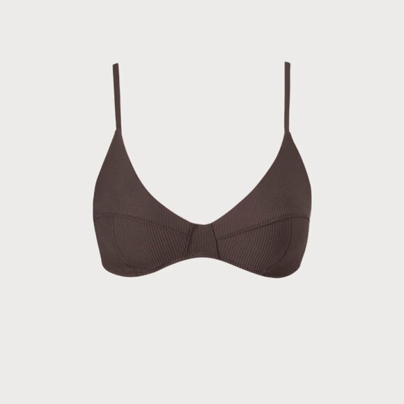 BERLOOK Coffee V-Neck Ribbed Bikini Top ONLY 67 - Picture 7 of 10